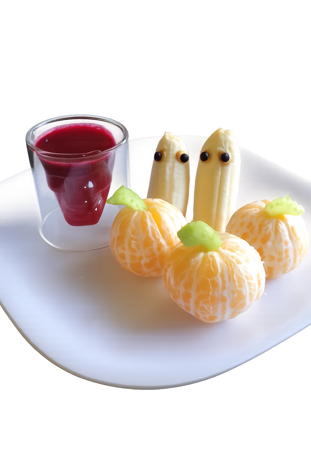 bananas, tangerines and beet juice 